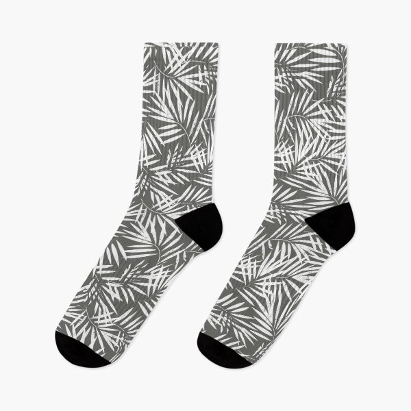Item preview, White Tropical Palm Leaves Pattern on Grey Background designed and sold by cgroenewald.