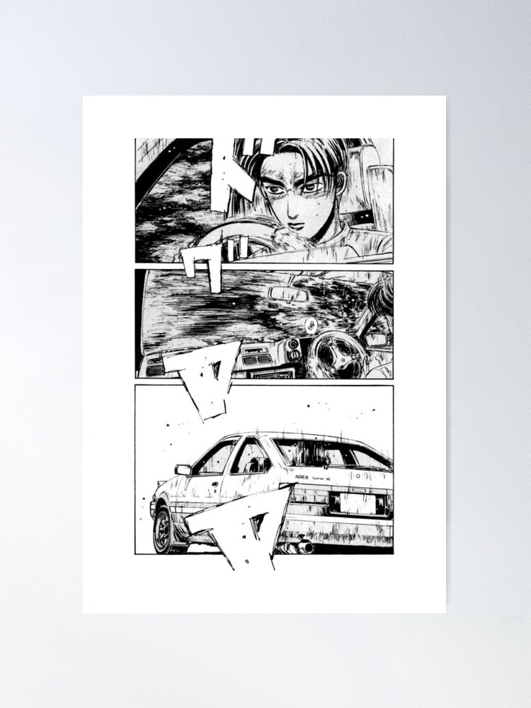 Initial D Style Manga Anime Black and White Japanese · Creative Fabrica