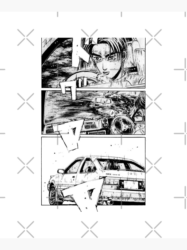 Initial D - Takumi Standing AE86 Manga Anime Style | Art Board Print
