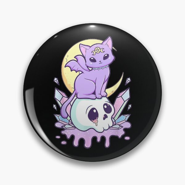 Item preview, Kawaii Pastel Goth Cute Creepy Witchy Cat and Skull designed and sold by FredericDuval.