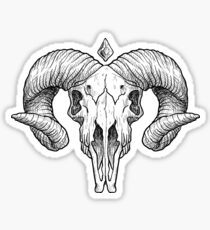 Illustrated Goat Skull - schwarz Sticker