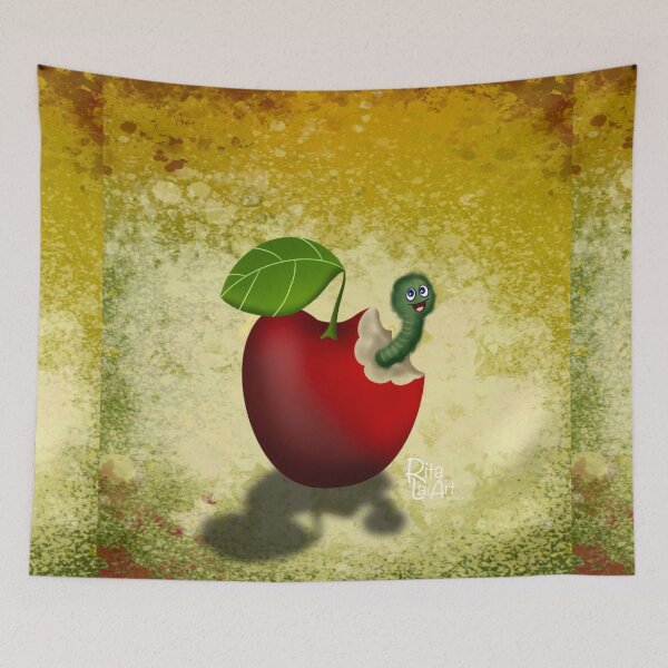 Item preview, An Apple a Day, A Worm a Day designed and sold by RitaLaiArt.