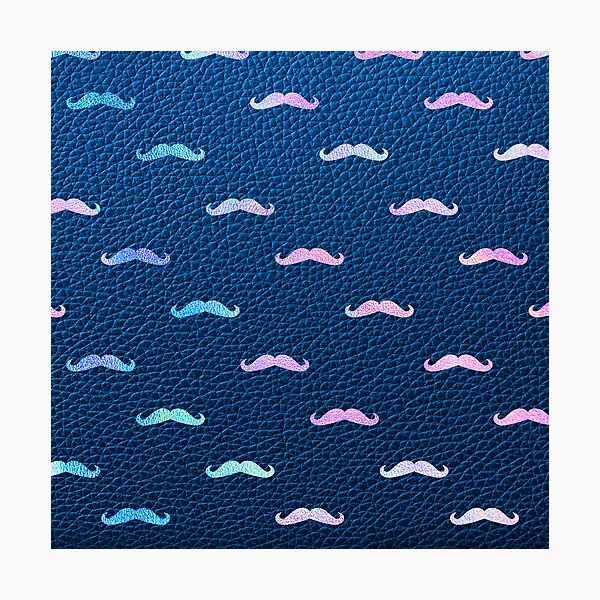 Item preview, Holographic mustache pattern on blue leather designed and sold by IONcreatION.