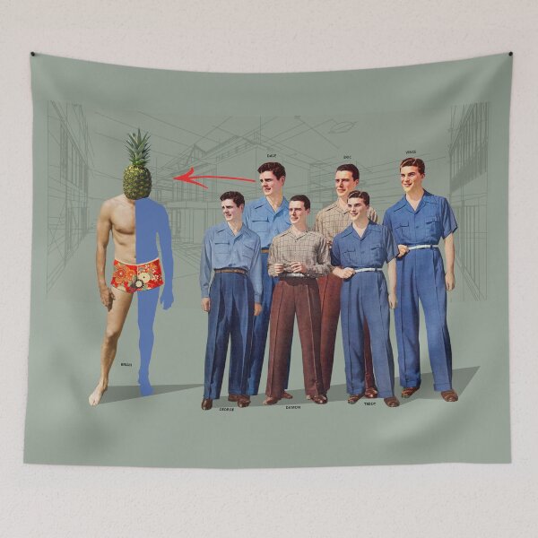 Item preview, Six Fifties Men watch a Man with Pineapple Head and Swimming Trunks designed and sold by KALEIDOSCOPE UK.