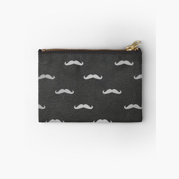 Item preview, Metallic mustache pattern on black leather designed and sold by IONcreatION.