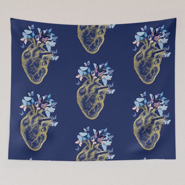 Item preview, human heart with blue butterflies, watercolor style, anatomy art designed and sold by Collagedream.