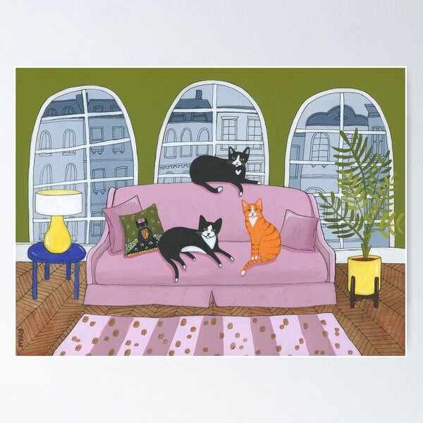 Item preview, The Pink Sofa Cats designed and sold by KilkennyCat Art.
