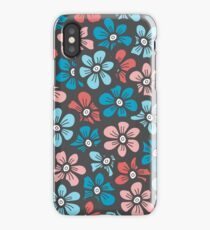 Cute blue and orange floral pattern iPhone Case/Skin