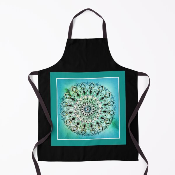Item preview, blue green watercolour mandala designed and sold by studiovanharte.