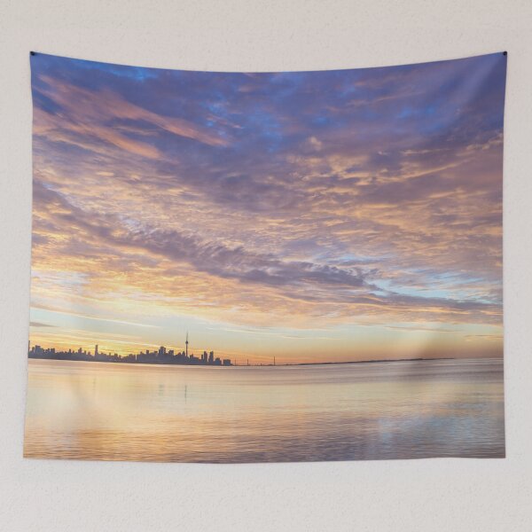 Item preview, Feathers Ripples and Glow - Glorious Multicolored Dawn over Toronto Skyline designed and sold by Georgia Mizuleva.