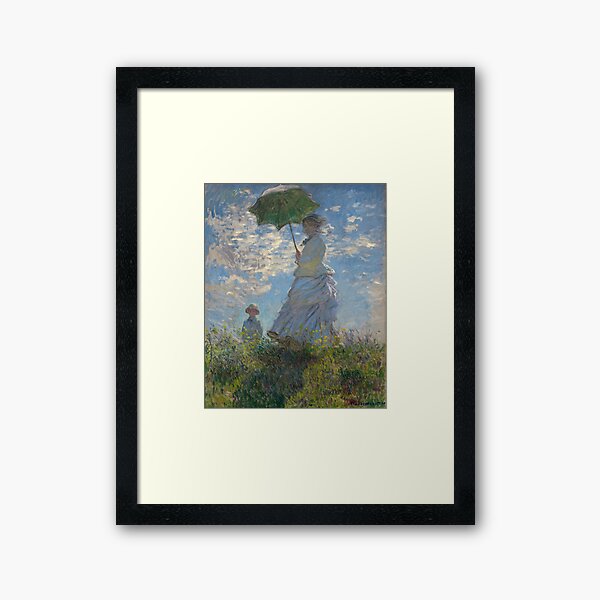 Woman with a Parasol - Madame Monet and her Son - Monet Framed Art Print