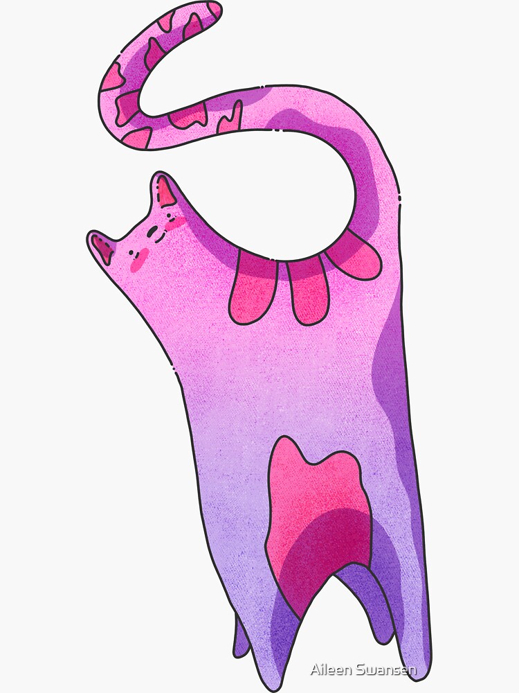 "Pink Cat Drawing" Sticker for Sale by aileenswansen Redbubble