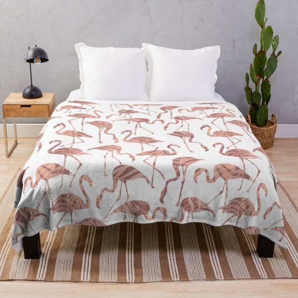 Item preview, Tropical plant flamingo silhouette seamless pattern on white. Wild life. designed and sold by Yulia Chepurova.