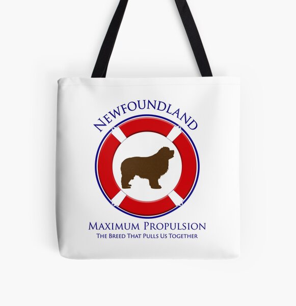 Newfoundland - Maximum Propulsion, Brown Newf All Over Print Tote Bag