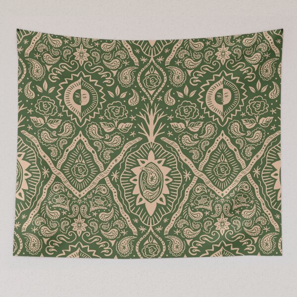 Item preview, Two-tone Green Moonlit Paisley designed and sold by nano-fevrier.