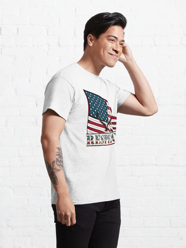 Alternate view of Patriotic Respect w/Eagle & USA Flag Classic T-Shirt