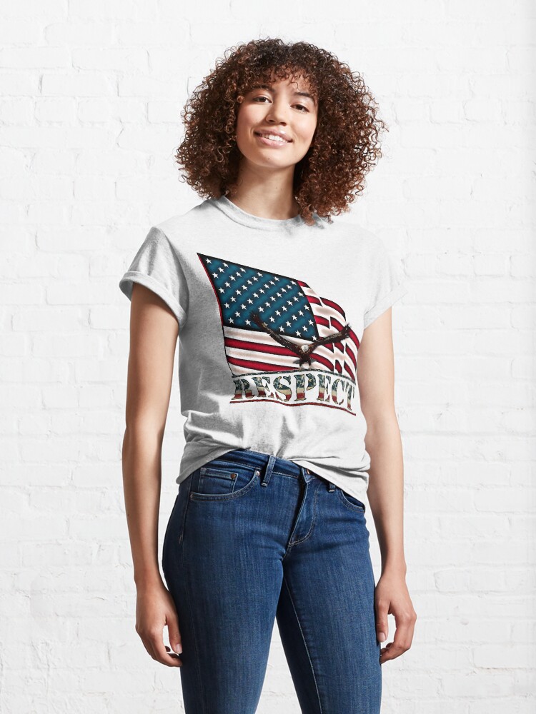 Alternate view of Patriotic Respect w/Eagle & USA Flag Classic T-Shirt