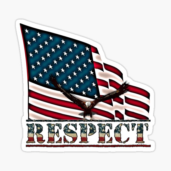 Patriotic Respect w/Eagle & USA Flag Sticker
