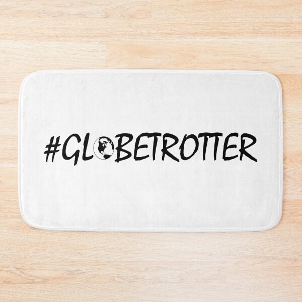 Item preview, Globetrotter with hashtag and world globe sign black and white minimalistic quote vintage typography designed and sold by Deegital18.