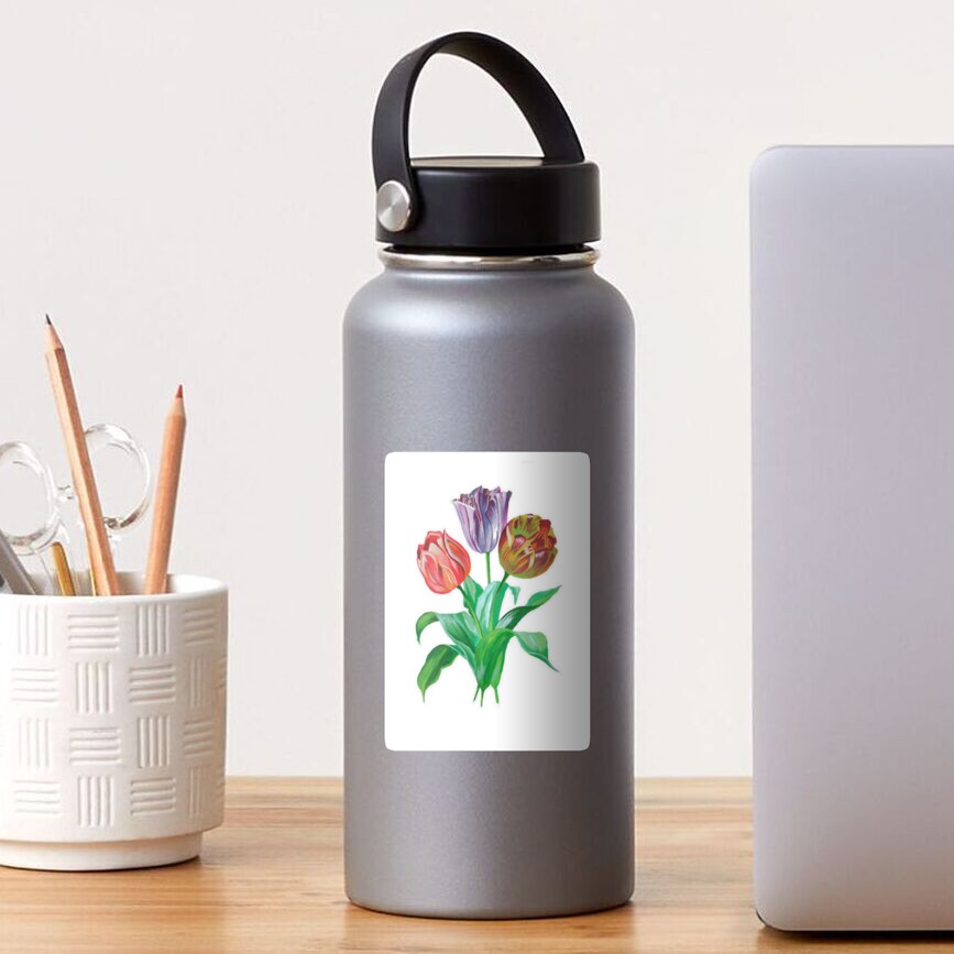Tulip Trio Colorful Artistic Flowers Sticker