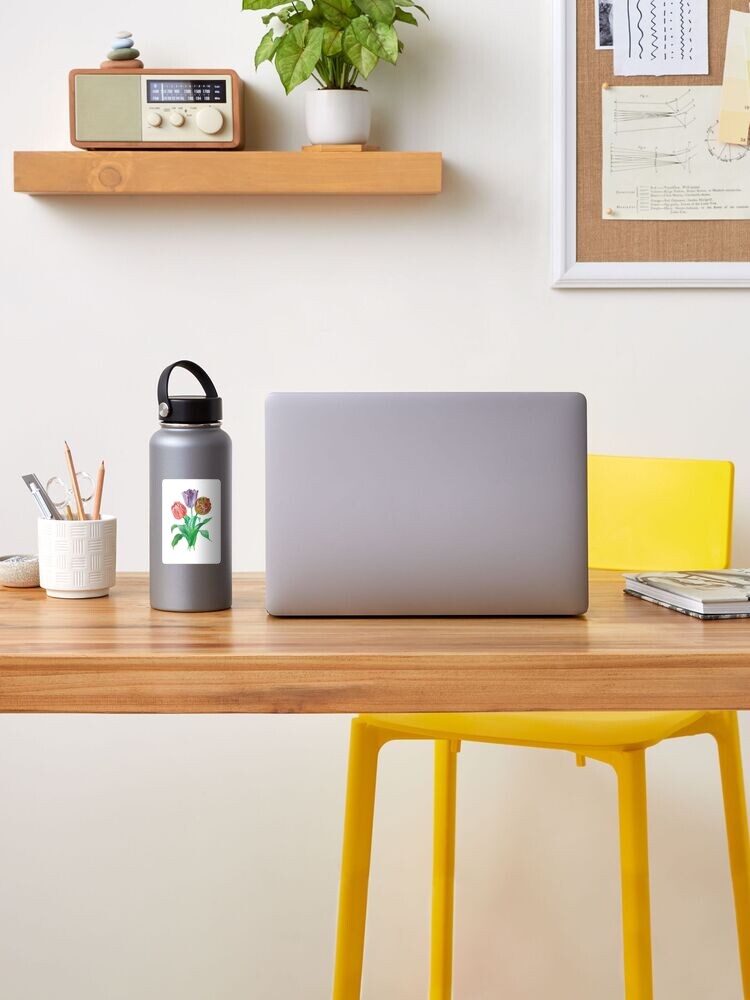 Alternate view of Tulip Trio Colorful Artistic Flowers Sticker