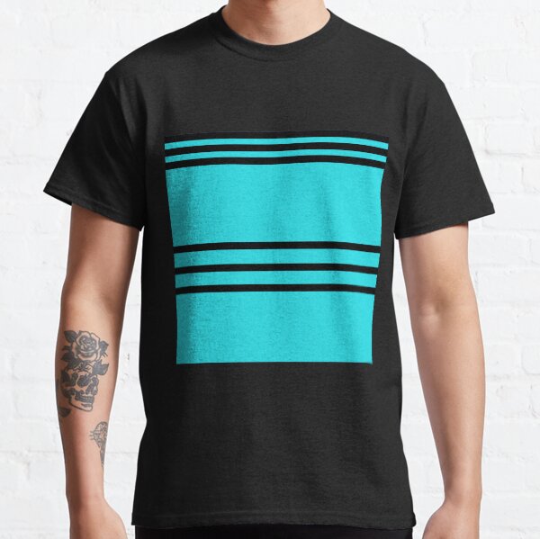 Aqua blue black stripes Classic T-Shirt
