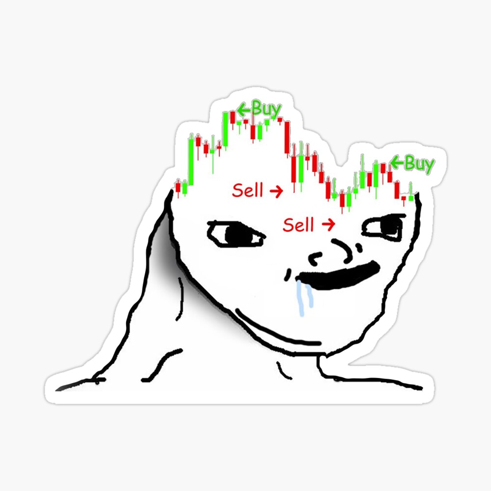 Buy the dip, sell high buy low, crypto, doge coin, dogecoin, bitcoin, just  hodl it, hold Sticker