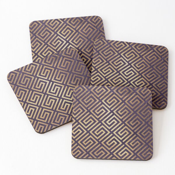 Item preview, Golden and Purple Greek Key Geometric Pattern  designed and sold by thelustrous.