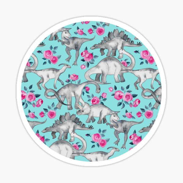 Item preview, Dinosaures et roses – bleu turquoise designed and sold by micklyn.