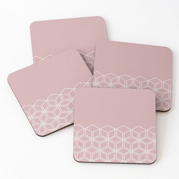 Item preview, Overlapping geometric hexagon pattern in white with light pink background designed and sold by CiniArt.