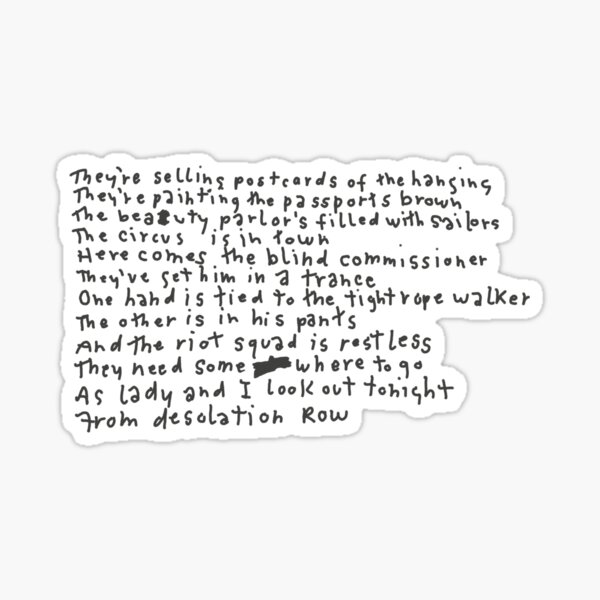 Bob Dylan Handwritten Lyrics Sticker