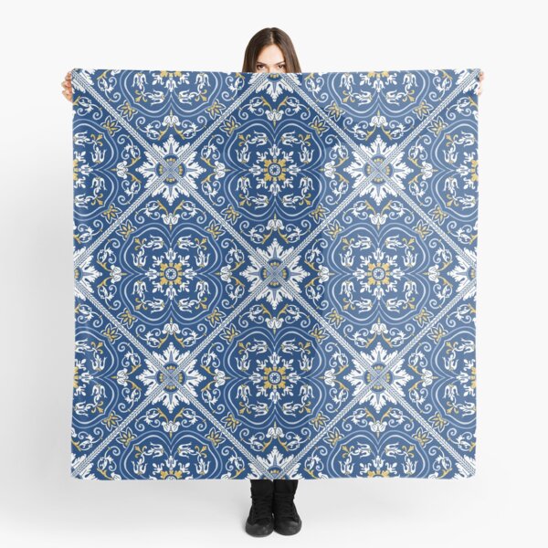 Item preview, Barcelos Azulejo Tile Pattern // Blue & Gold, hand painted designed and sold by creativebakergb.