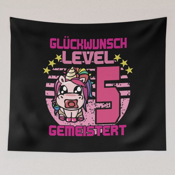 Artikelvorschau, 5. Geburtstag Einhorn level 5 gemeistert - Geschenkidee entworfen und verkauft von POD-Design.