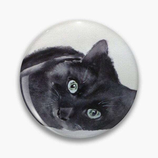 Item preview, Black cat with green eyes designed and sold by joelle Guillaume.