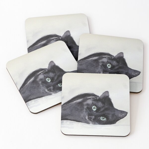 Item preview, Black cat with green eyes designed and sold by joelle Guillaume.