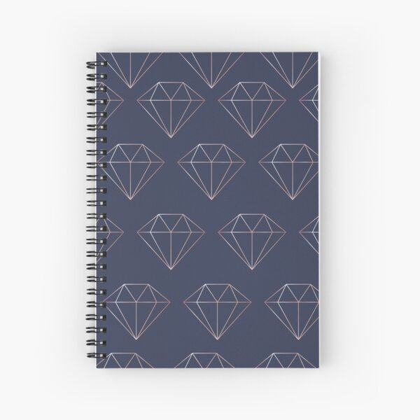 Navy and Rose Gold Diamonds Spiral Notebook