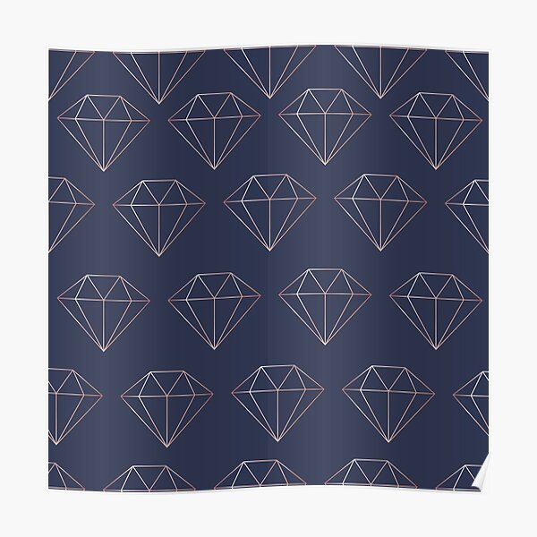 Navy and Rose Gold Diamonds Poster