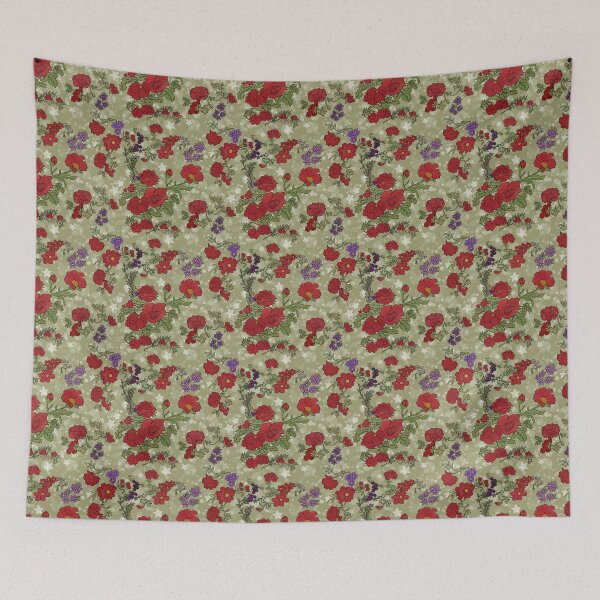 Item preview, Red Cottage Rose on Spring Green Star Background designed and sold by Kristi Duggins.