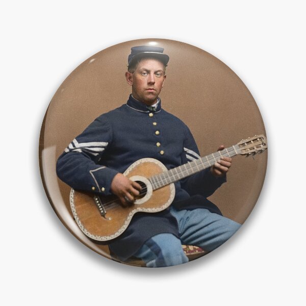 Item preview, Union soldier Edwin Chamberlain with his guitar, ca 1862 designed and sold by Sanna Dullaway.