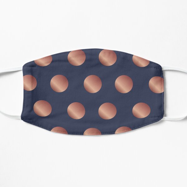 Navy and Rose Gold Polka Dots Flat Mask
