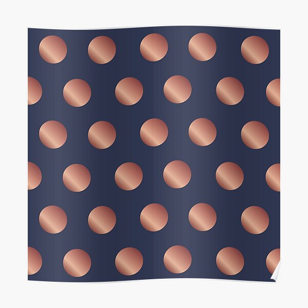 Navy and Rose Gold Polka Dots Poster