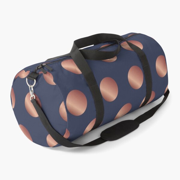 Navy and Rose Gold Polka Dots Duffle Bag