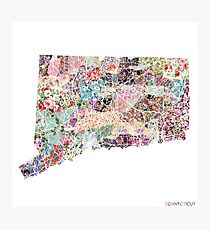 Connecticut map Photographic Print
