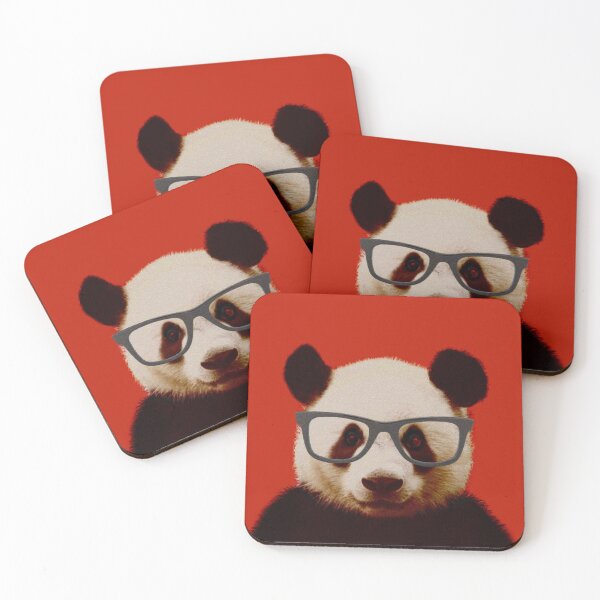 Item preview, Geeky Nerd Panda in Red Background - Print / Home Decor / Wall Art / Poster / Gift / Birthday / Panda Lover Gift / Animal print designed and sold by Furry And  Purry.