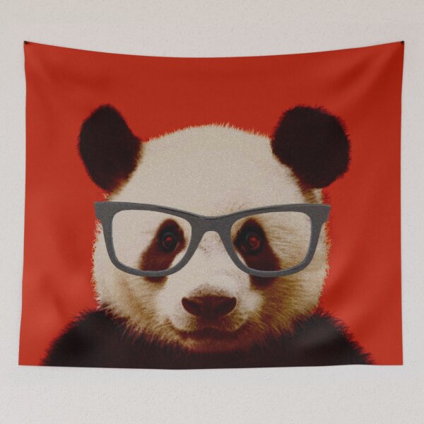 Item preview, Geeky Nerd Panda in Red Background - Print / Home Decor / Wall Art / Poster / Gift / Birthday / Panda Lover Gift / Animal print designed and sold by Furry And  Purry.