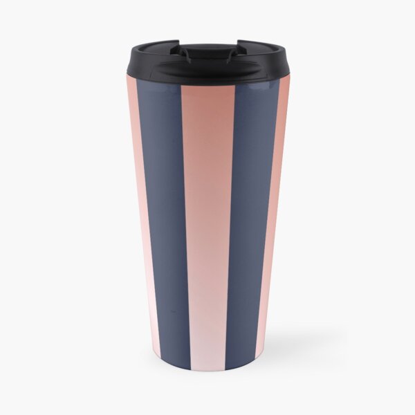 Navy and Rose Gold Vertical Stripes Travel Mug