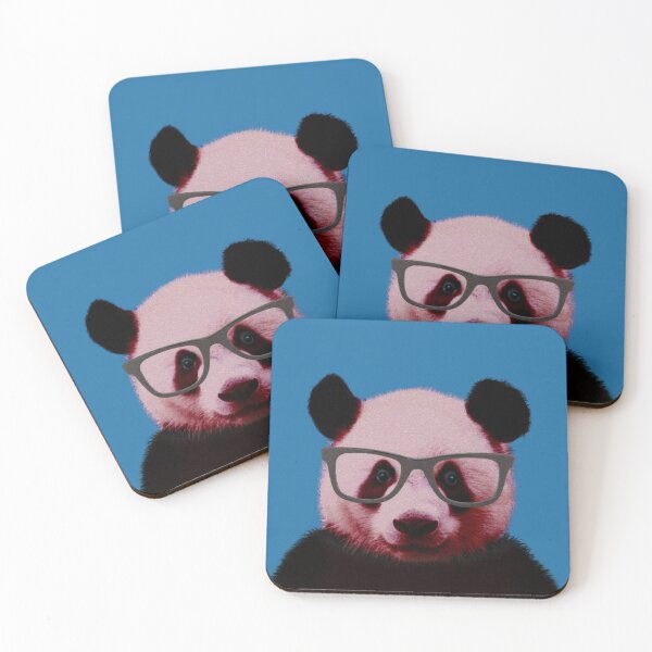 Item preview, Geeky Nerd Panda in Blue Background - Print / Home Decor / Wall Art / Poster / Gift / Birthday / Panda Lover Gift / Animal print designed and sold by Furry And  Purry.