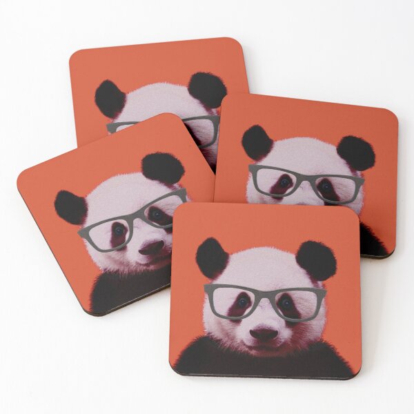 Item preview, Geeky Nerd Panda in Orange Background - Print / Home Decor / Wall Art / Poster / Gift / Birthday / Panda Lover Gift / Animal print designed and sold by Furry And  Purry.