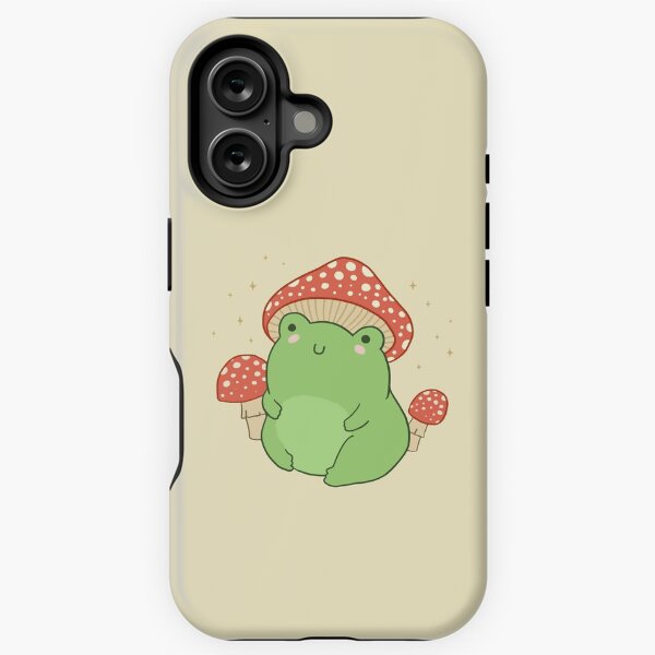 Item preview, Kawaii Frog with Mushroom Hat: Cottagecore Aesthetic Froggy, Chubby Toad in Forest Themed Fantasy Toadstools designed and sold by MinistryOfFrogs.