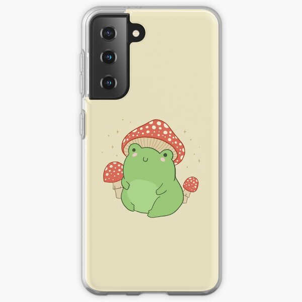 Frog with Mushroom Hat and Toadstools - Cottagecore Aesthetic Froggy Samsung Galaxy Soft Case